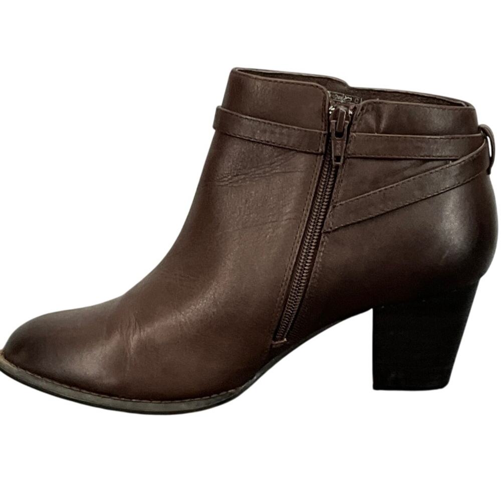 Vionic Upton Brown Leather Western 2.5" Block Heel Comfort Ankle Boot Women 9 - Picture 3 of 13